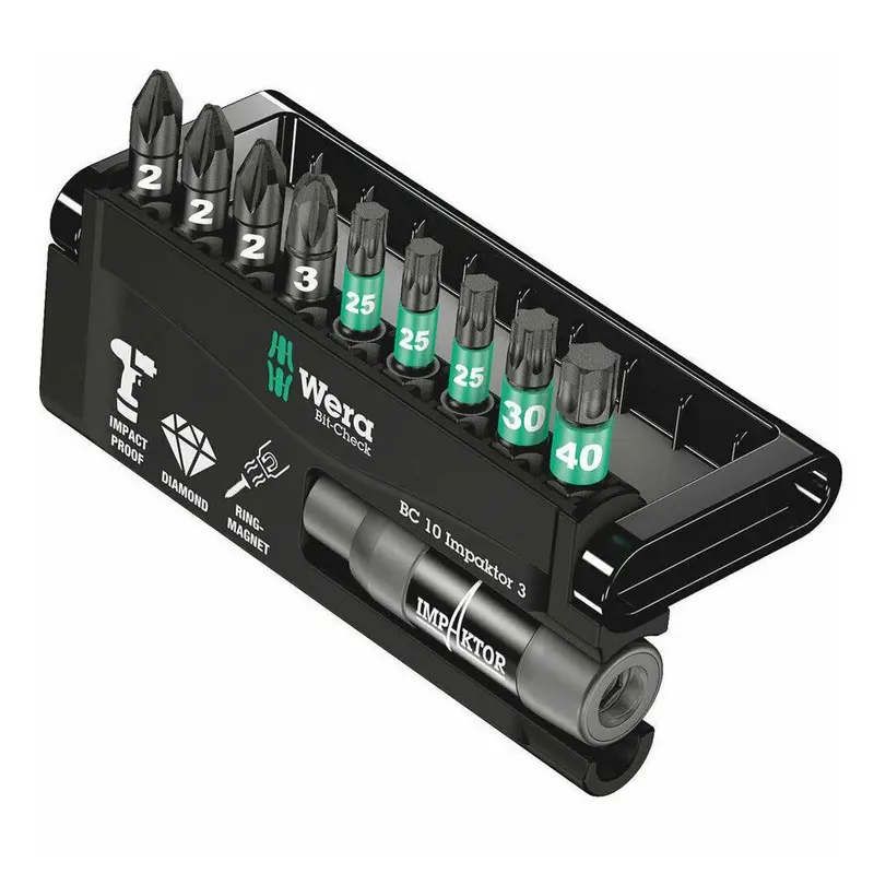 Wera 8755/67-9/Imp Impact Bit Set – 9-Piece Pozi & Torx Driver Bits 1