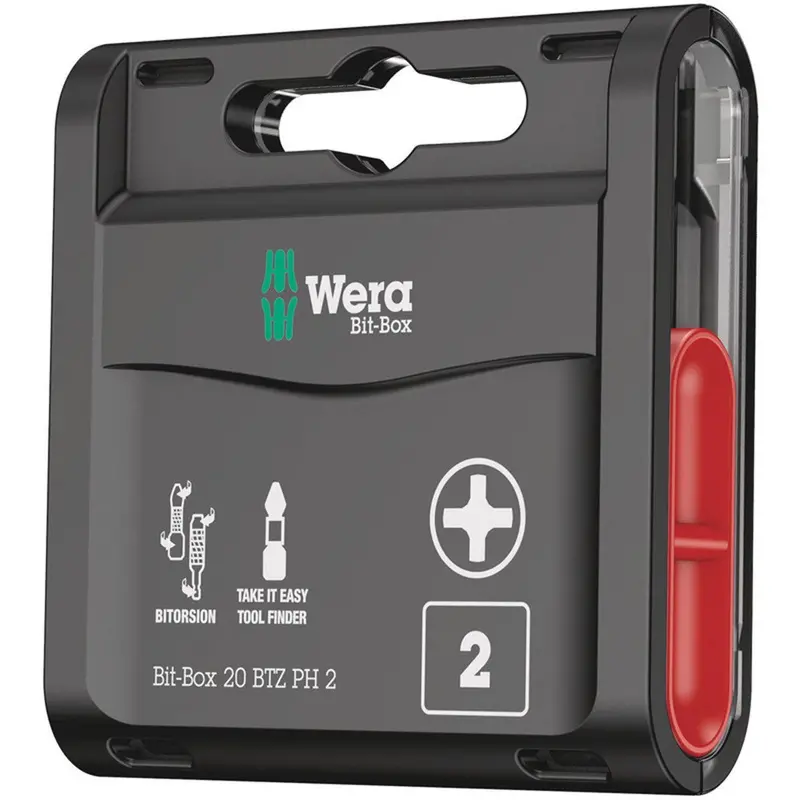 Wera Bit-Box 20 Btz – 20-Piece Bitorsion Screwdriver Bits (Ph2, 25 Mm) 1