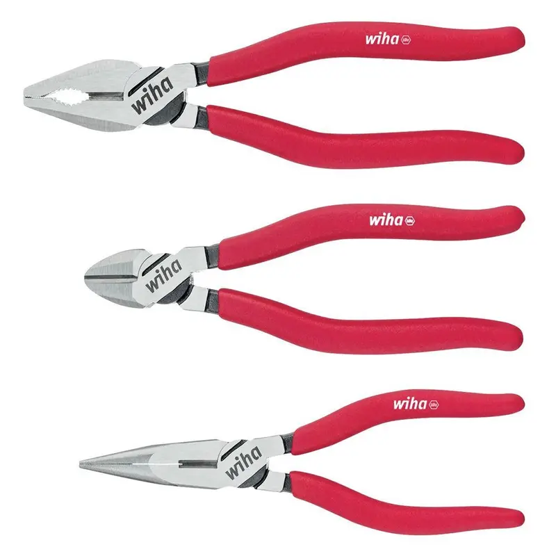 Wiha 26850 3-Piece Plier Set: Combination, Needle-Nose & Diagonal Cutters 1