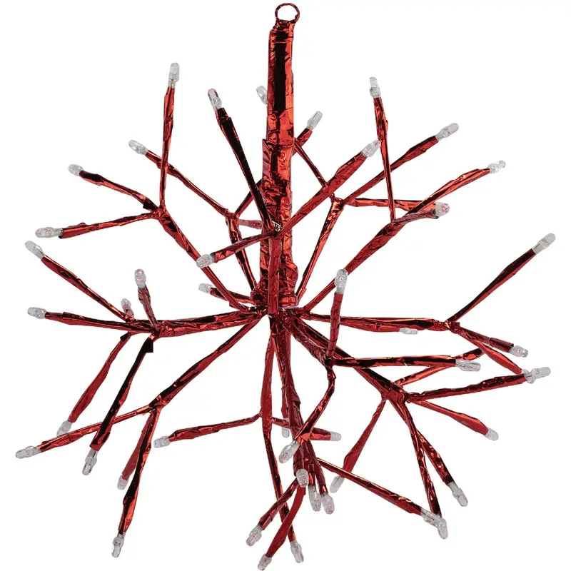 Alpine Led Snowflake Ornament – 10" Red Hanging Twig Light Decor (48-Bulb) 1