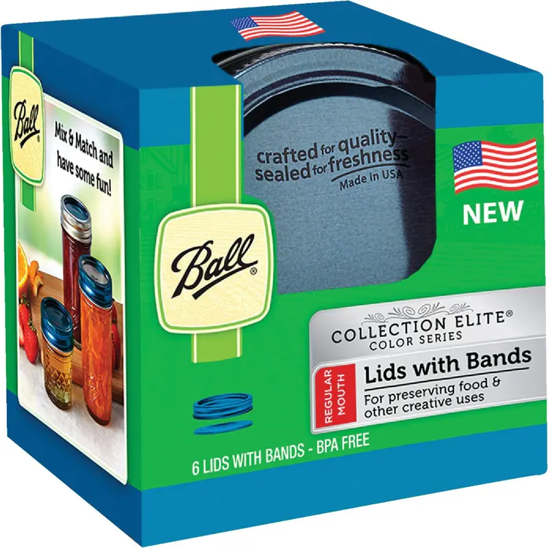 Ball Collection Elite Blue Mason Jar Lids With Bands – Regular Mouth, 6-Count 1