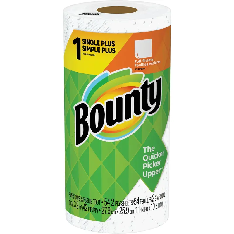 Bounty Single Plus Full-Sheet Paper Towels – 1-Roll Pack 1