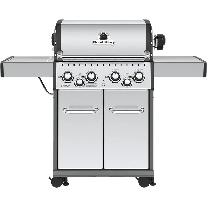 Broil King Baron S490 Gas Grill – 4-Burner Stainless Steel Lp Model With 10,000-Btu Side Burner 1