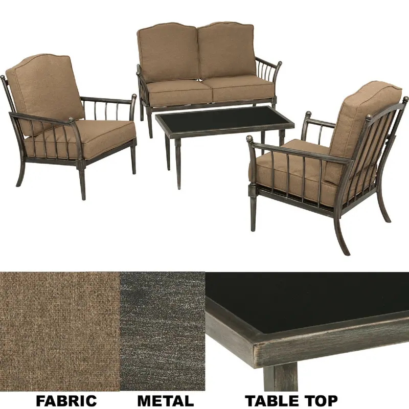 Castle Bluff Steel Outdoor Chat Set – 4-Piece With Weather-Resistant Cushions 1