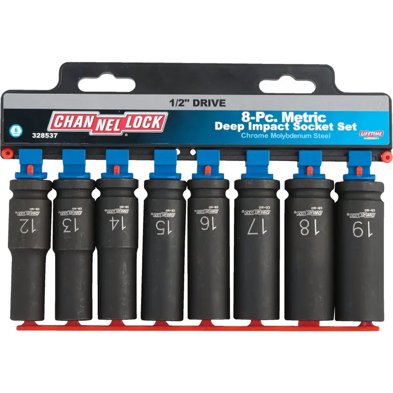 Channellock Metric Impact Driver Socket Set – 1/2" Drive, 6-Point Deep, 8-Piece Kit 1