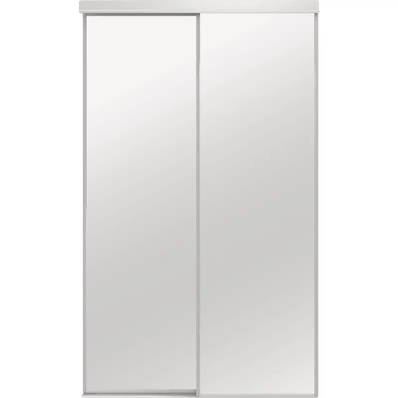 Colonial Elegance Mirrored Sliding Bypass Door – 48 In X 80.5 In White Framed 1