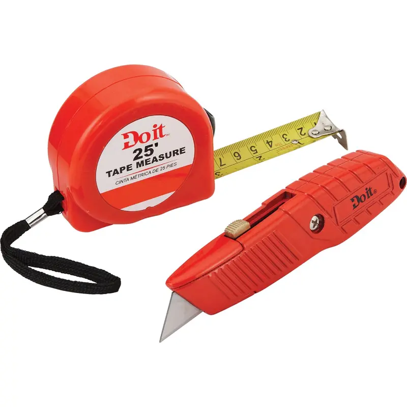 Do It Best 25-Foot Tape Measure & Utility Knife Combo Tool Set – 2-Piece Kit 1
