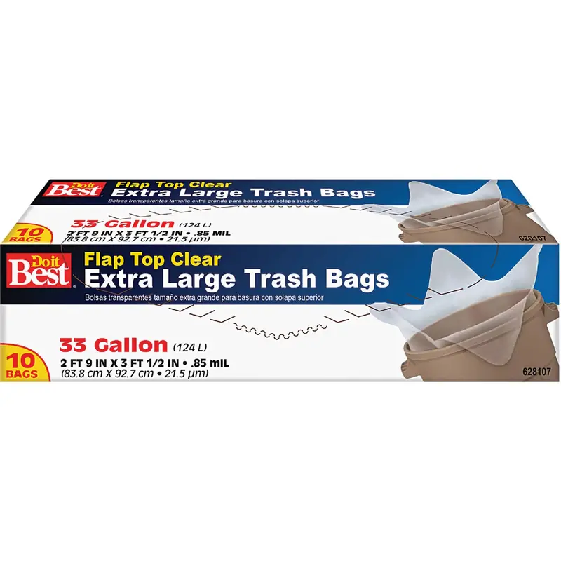 Do It Best Extra-Large Clear Trash Bags – 33-Gallon Capacity (10-Pack) 1