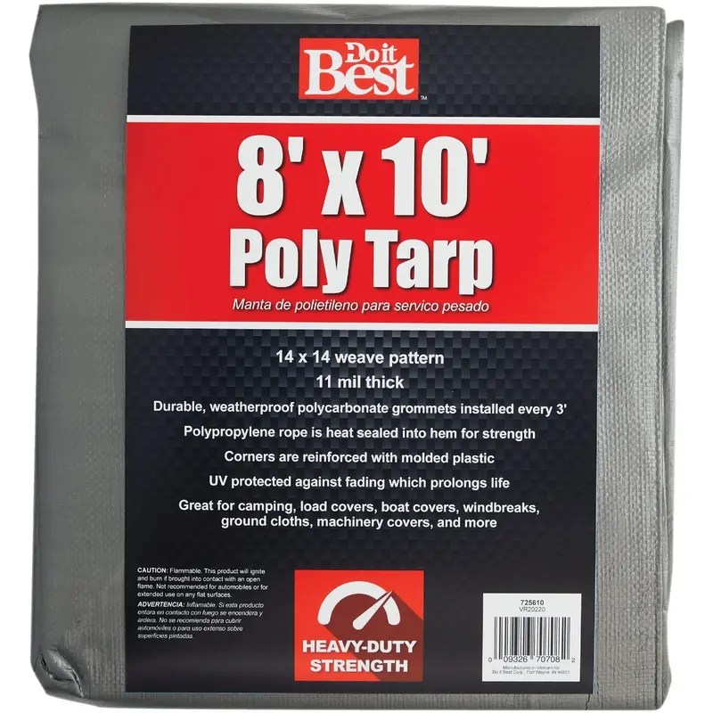 Do It Best Heavy-Duty Silver Woven Poly Tarp – 8' X 10' Waterproof Cover 1