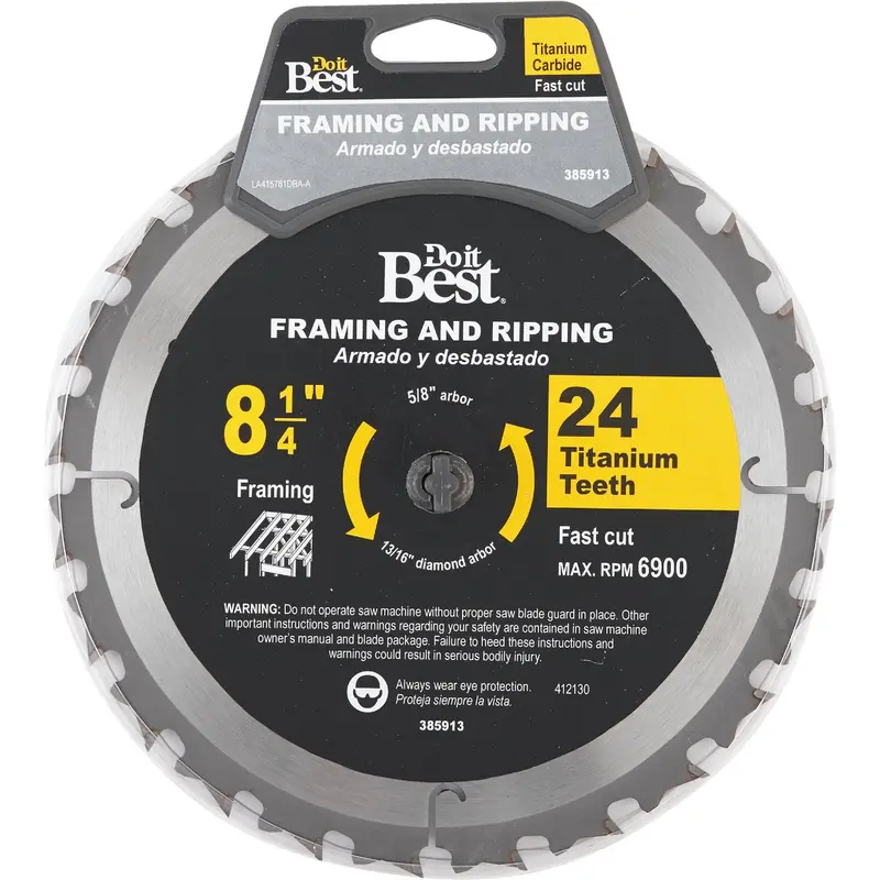 Do It Best Professional 8-1/4 In Framing Circular Saw Blade – 24 Tooth Carbide-Tipped 1