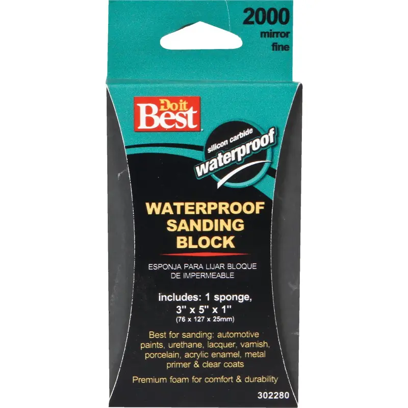 Do It Best Waterproof Fine-Grit Sanding Sponge – 3" X 5" X 1", 2000 Grit 1