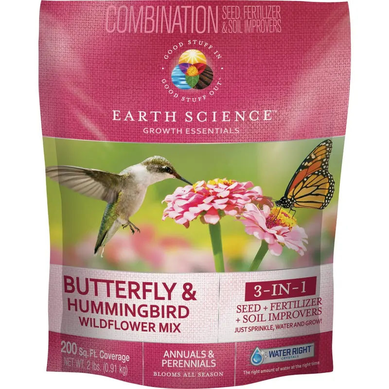 Earth Science Butterfly & Hummingbird Wildflower Seed Mix – 2-Pound All-In-One Blend (Covers 200 Sq. Ft.) 1