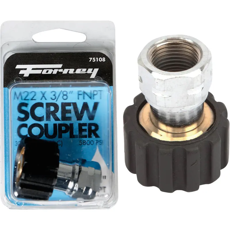 Forney M22Fx 3/8" Female Thread Pressure Washer Coupling – Brass Construction 1