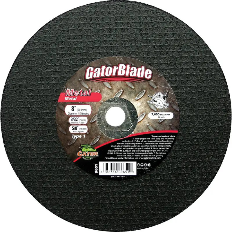 Gator Blade Type 1 Metal Cut-Off Wheel – 8-Inch Diameter, 3/32-Inch Thickness, 5/8-Inch Arbor 1