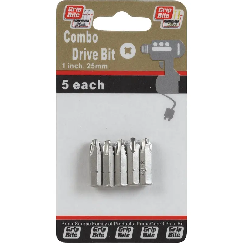 Grip-Rite Phillips/Square Combo Screwdriver Bit – 1-Inch, Dual-Drive Design 1