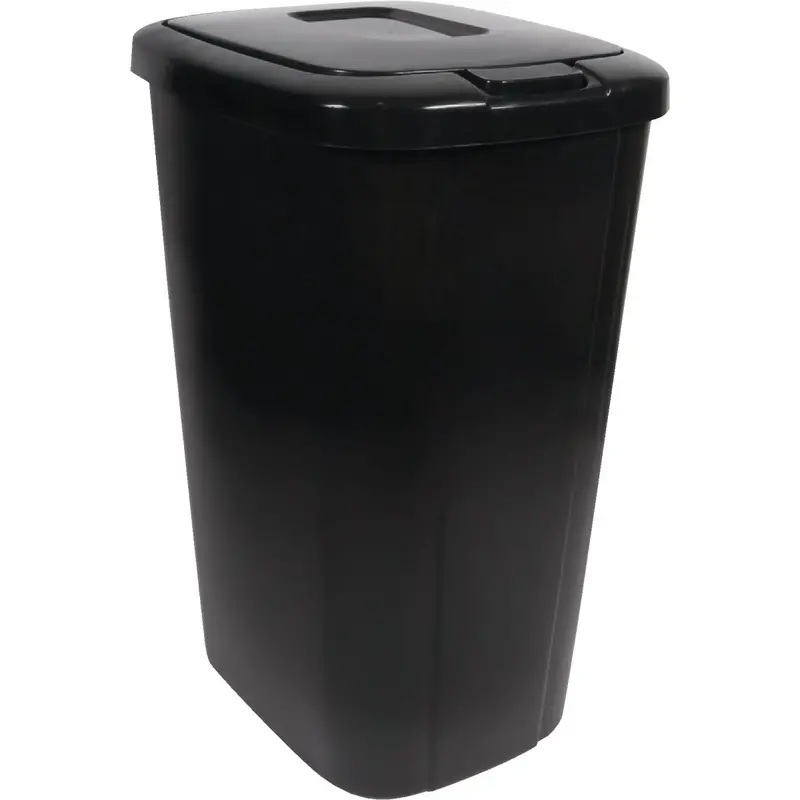 Hefty 53-Quart Black Wastebasket With Secure Lid 1