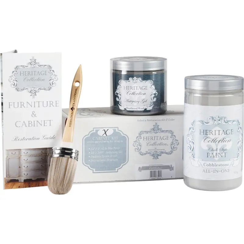 Heirloom Traditions Chalk Paint Restoration Kit – Cobblestone Shade, Cabinet Refinishing Set 1