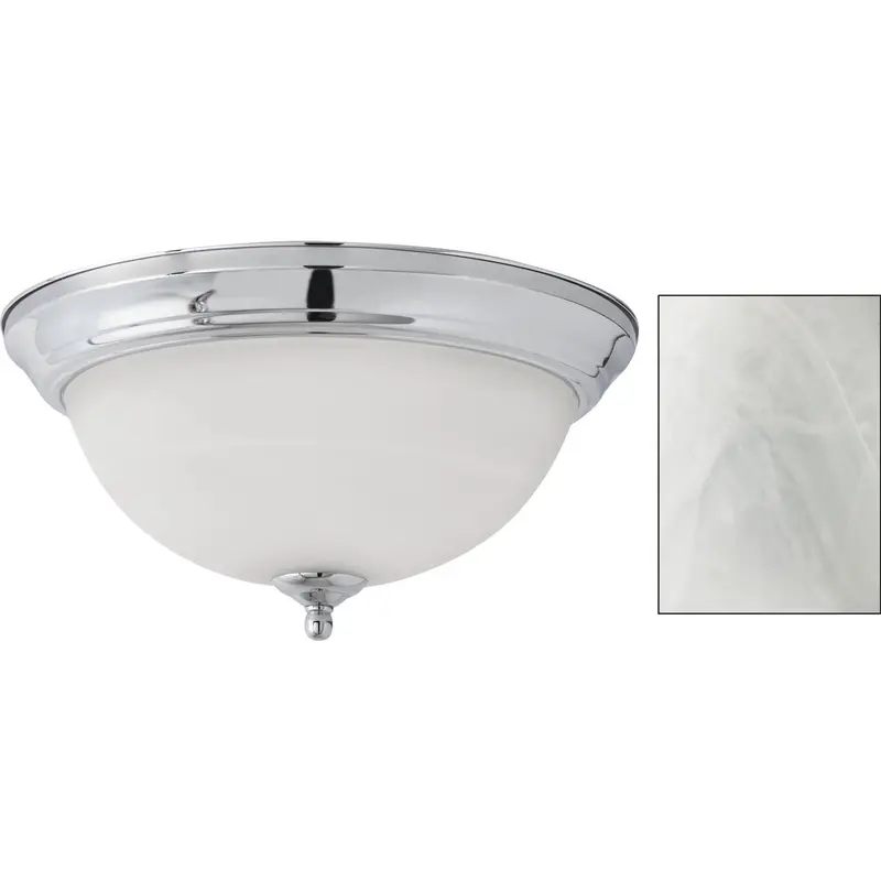 Home Impressions Chrome Flush-Mount Ceiling Light – 13-Inch Fixture With Alabaster Glass Shade 1