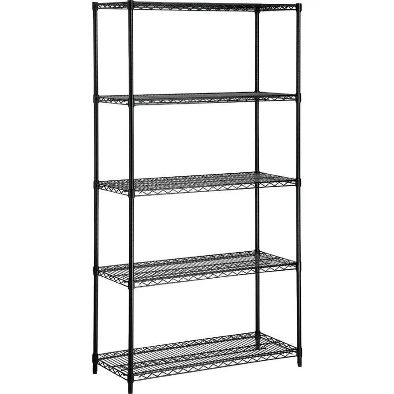 Honey-Can-Do 5-Tier Industrial Shelving Unit – 42 In. W X 72 In. H X 18 In. D Black Steel Rack 1