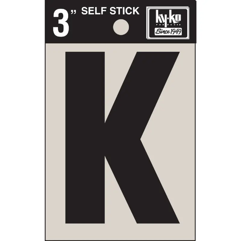 Hy-Ko Vinyl Non-Reflective Adhesive Letter – 3 In Height, Matte Finish, Letter 'K' 1