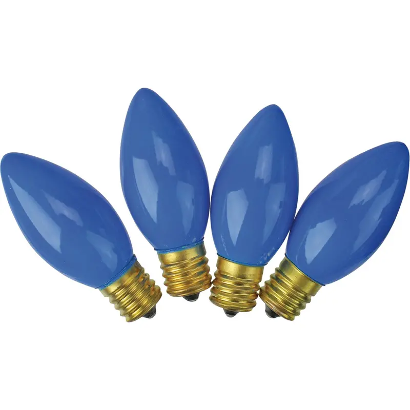 J. Hofert C9 Blue Ceramic Replacement Light Bulb, 125V – 4-Pack 1
