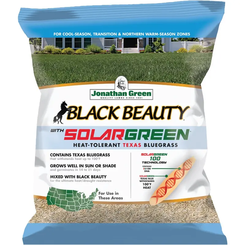 Jonathan Green Black Beauty Texas Bluegrass Seed – 7 Lb. Bag With Solargreen Soil Enhancer 1