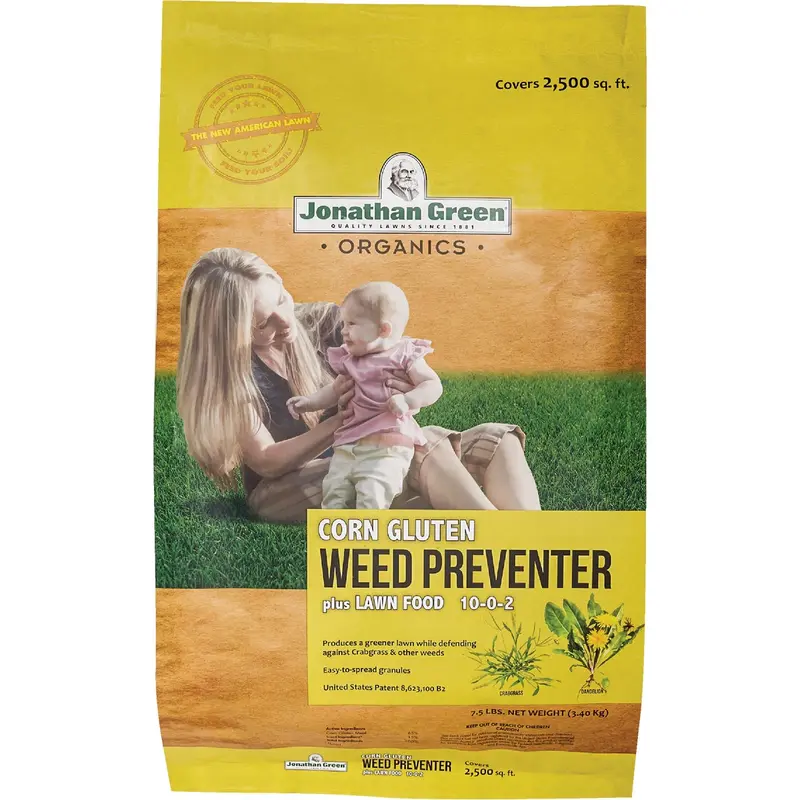 Jonathan Green Organic Corn Gluten Lawn Fertilizer & Weed Preventer – 7.5 Lb, Covers 2,500 Sq. Ft (10-0-2) 1