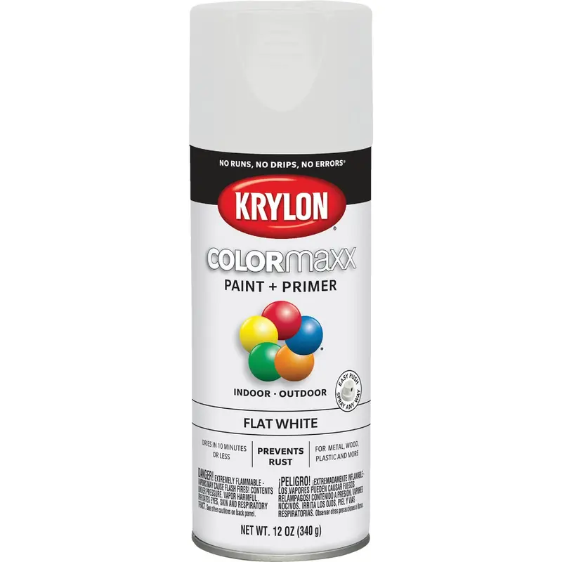 Krylon Colormaxx Flat White Spray Paint – 12-Ounce Can For Indoor/Outdoor Use 1