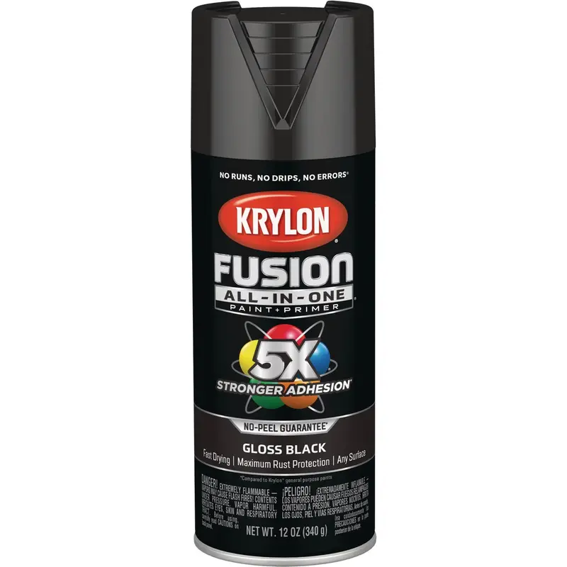 Krylon Fusion All-In-One Gloss Black Spray Paint & Primer – No Sanding Required 1