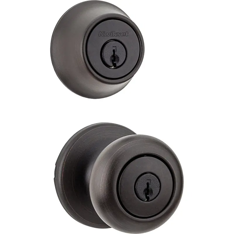 Kwikset Cove Venetian Bronze Entry Door Set: Deadbolt + Knob Combo 1