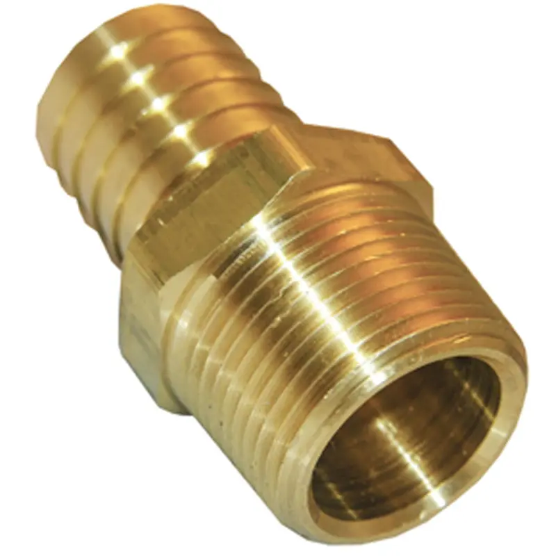 Lasco Brass Hose Barb Adapter: 1/2" Mpt To 3/8" Fitting 1