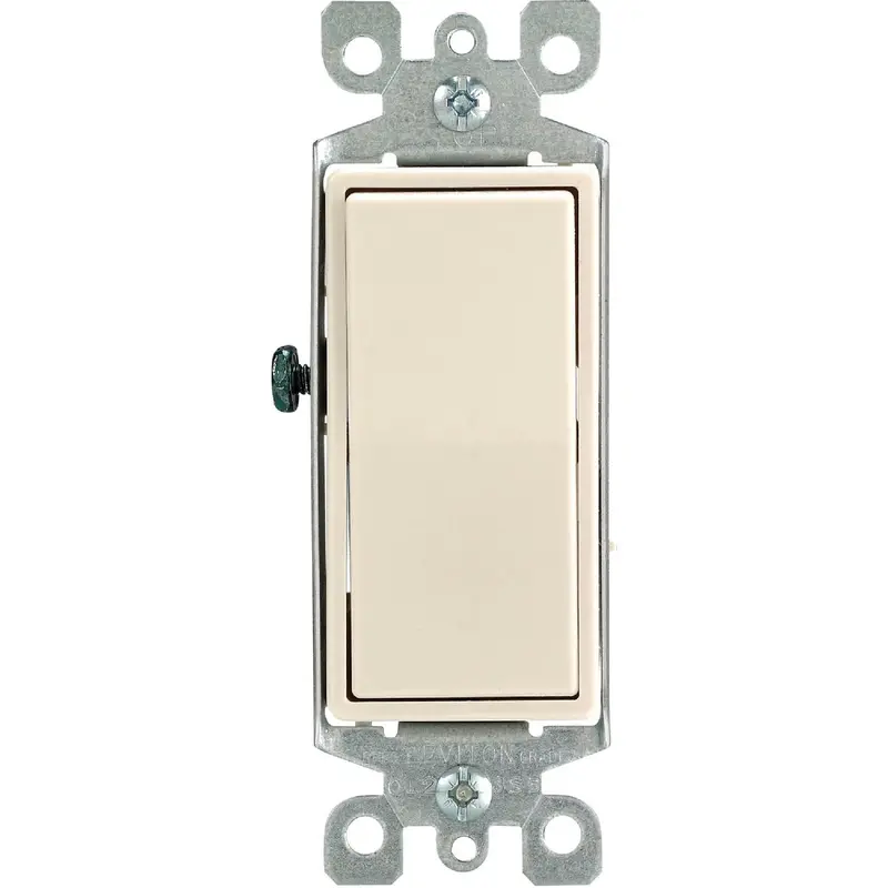 Leviton Decora Almond Rocker Switch – 15A, Grounded, 3-Way Residential Light Control 1