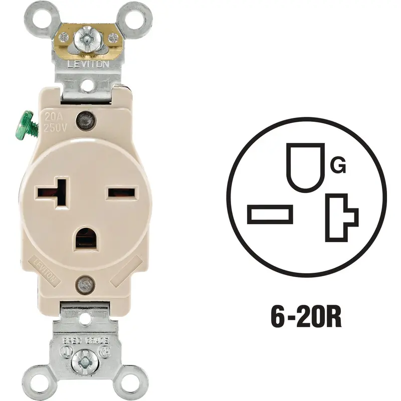 Leviton Heavy-Duty Grounding Outlet – 20-Amp, Almond Finish, Type Ii Rated 1