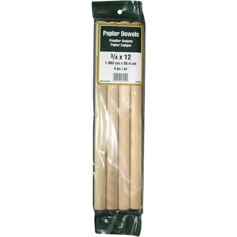 Madison Mill Poplar Dowel Rod – 3/4" X 12", Pack Of 4 1