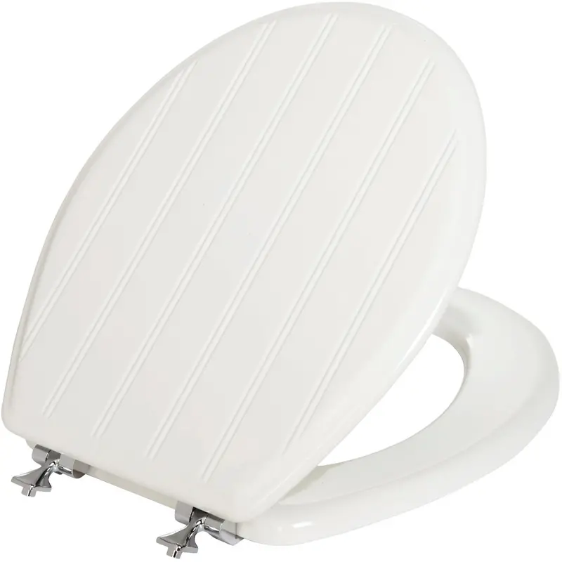 Mayfair Cottage-Style Round White Wooden Toilet Seat With Closed Front Design 1