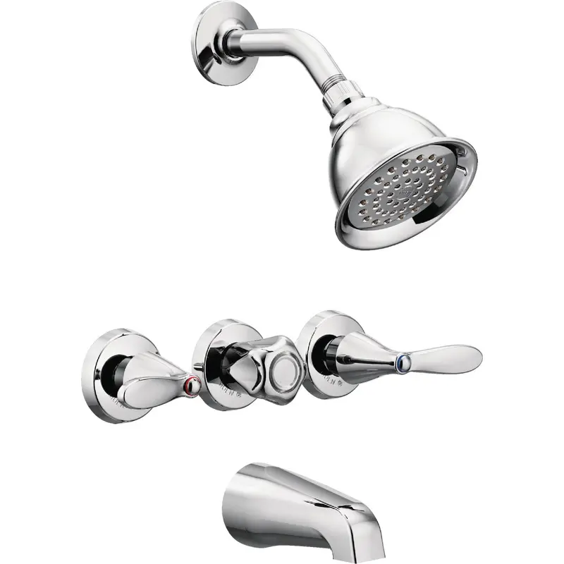 Moen Chrome Triple-Handle Lever Tub And Shower Faucet Assembly 1