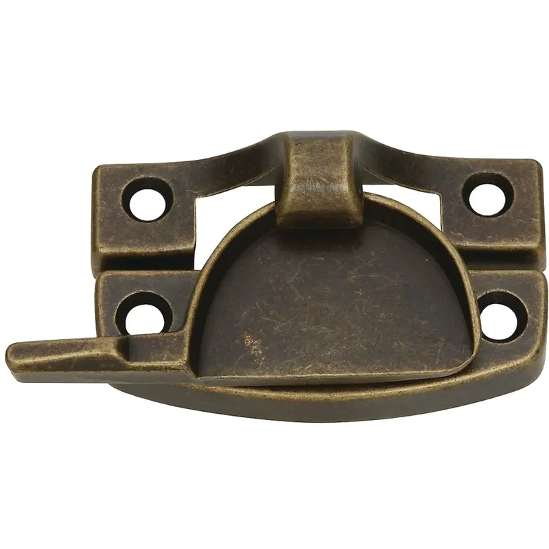 National Antique Brass Crescent Sash Lock — Die-Cast Zinc Construction, Decorative Hardware 1
