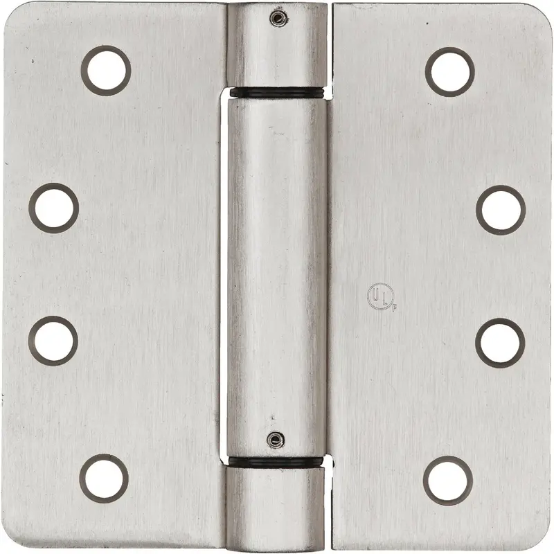 National Satin Nickel 4-Inch Spring-Loaded Door Hinge With 1/4-Inch Radius 1