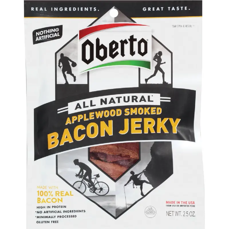 Oberto Applewood Smoked Bacon Jerky — 2.5-Ounce All-Natural Protein Snack 1