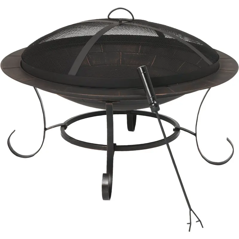 Outdoor Expressions Antique Bronze Fire Pit – 30" Round Steel Outdoor Heating Unit 1