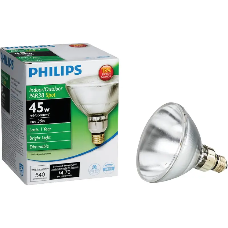 Philips Ecovantage Par38 Halogen Spotlight Bulb – 45W Equivalent, Medium Base, Clear Glass 1