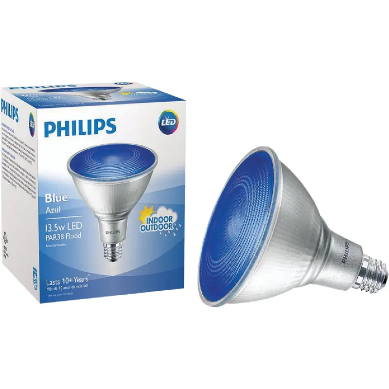 Philips Par38 Led Floodlight Bulb – 100W Equivalent, Blue Hue, Medium Base 1