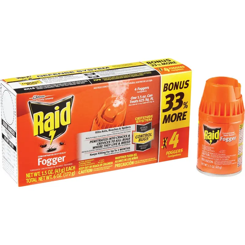 Raid Deep Reach Indoor Insect Fogger – 1.5 Oz Concentrated Formula (4-Pack) 1