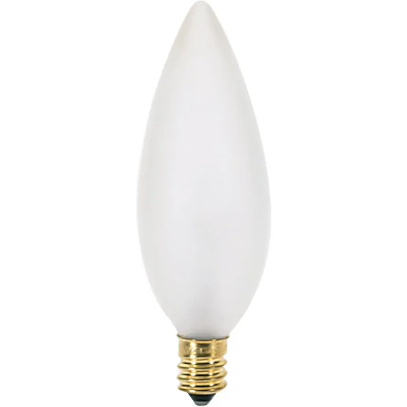 Satco 60W Soft White Frosted Candelabra B10 Blunt-Tip Incandescent Bulbs (2-Pack) 1