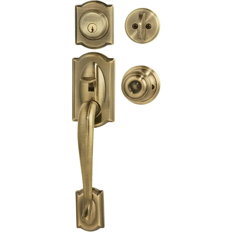 Schlage Antique Brass Entry Handleset – Complete Door Hardware Assembly 1