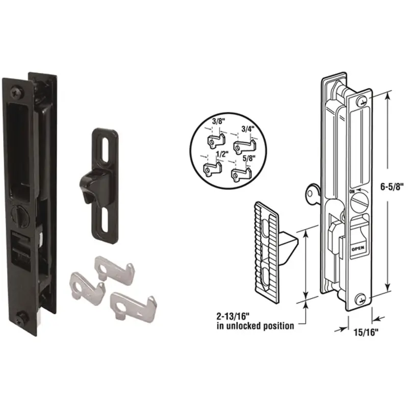 Slide-Co Sliding Patio Door Handle Set – Flush-Mount Mid-Body Hook Design 1