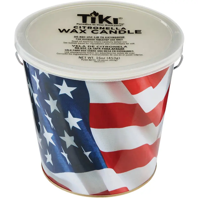 Tiki Citronella Candle In American Flag Bucket – 16 Oz, Single-Wick Outdoor Repellent 1