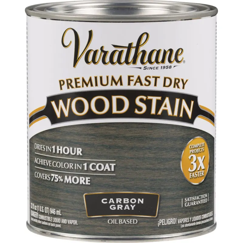 Varathane Carbon Gray Fast-Drying Interior Wood Stain – Urethane-Modified Alkyd Formula, 1 Quart 1