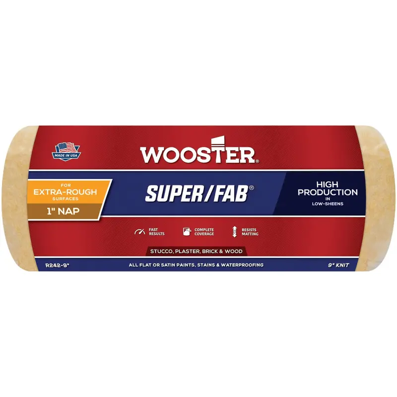 Wooster Super/Fab Knit Fabric Roller Cover – 9" × 1", Ideal For Smooth To Medium Surfaces 1