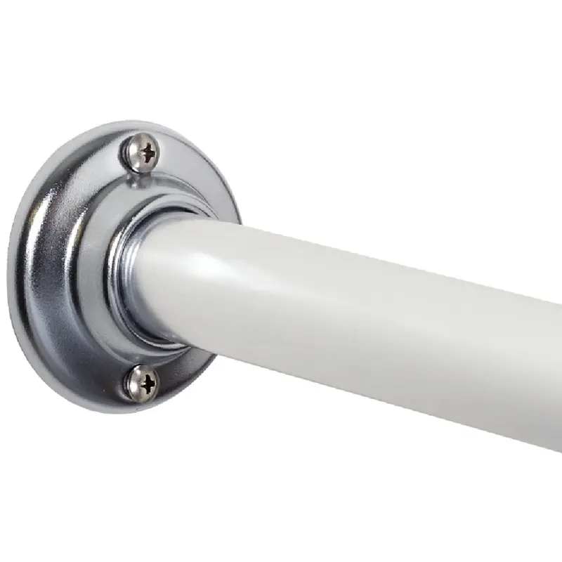 Zenith Zenna Home Adjustable Shower Rod — 60-Inch Chrome Fixed-Length Rod With Flanges 1